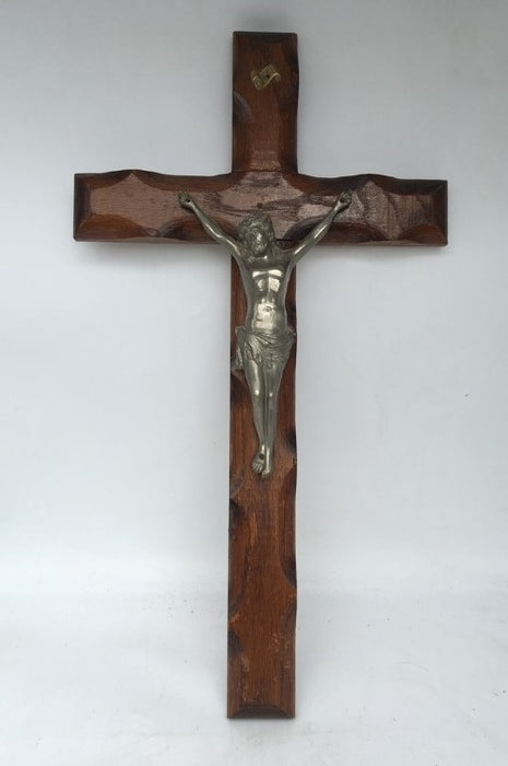 LARGE WOOD AND METAL CRUCIFIX