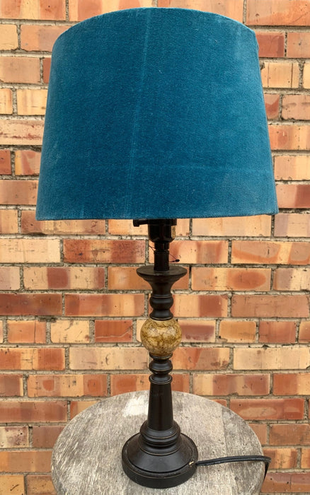 SMALL LAMP WITH BLUE VELVET SHADE