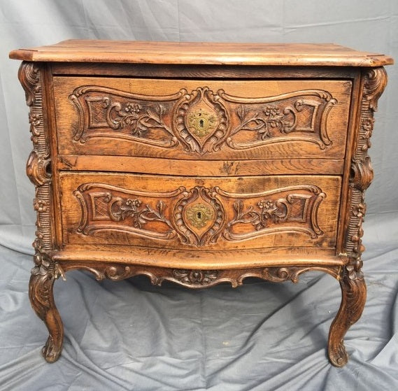 COUNTRY FRENCH CARVED 2 DRAWER DEEP CHEST