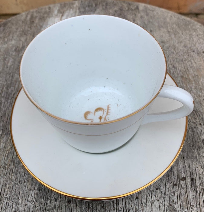 SHAMROCK WHITE AND GOLD CUP WITH SAUCER