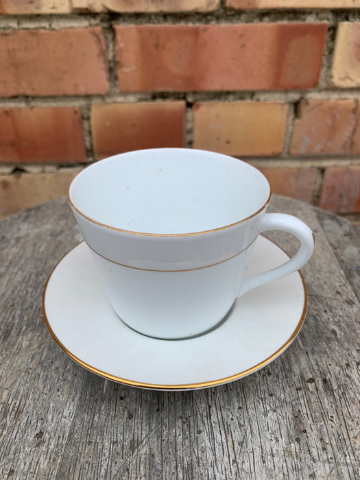 SHAMROCK WHITE AND GOLD CUP WITH SAUCER