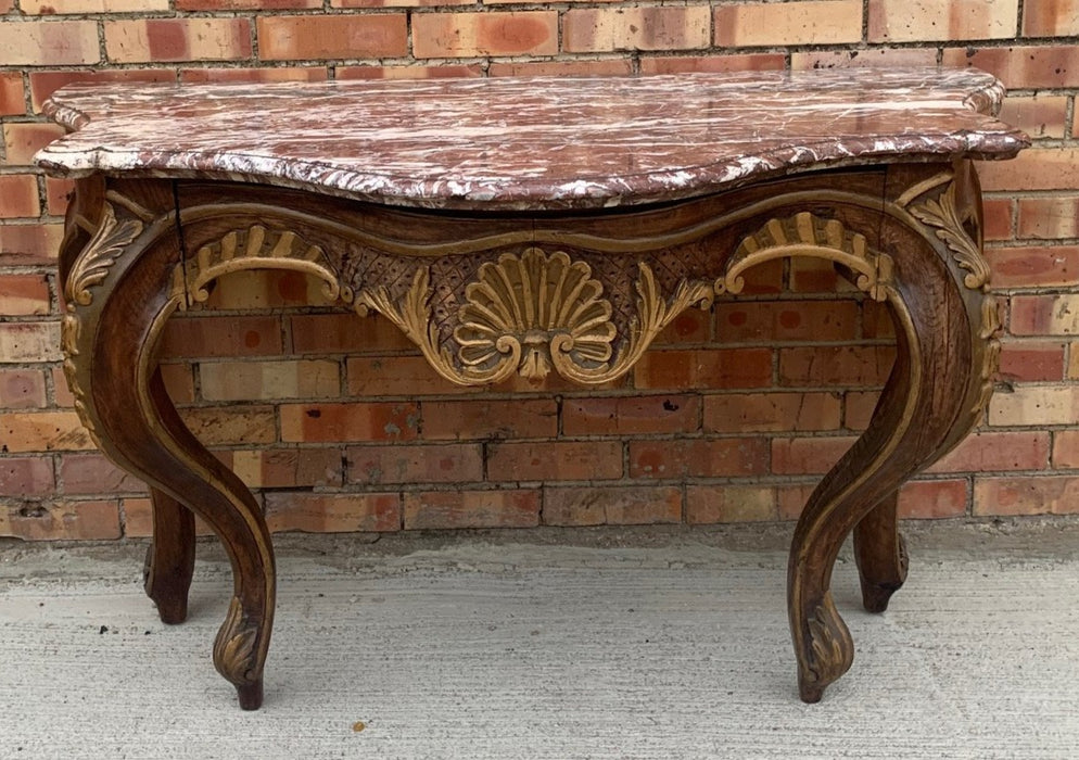 LATE 18TH CENTURY LOUIS XV MARBLE TOP OAK CONSOLE