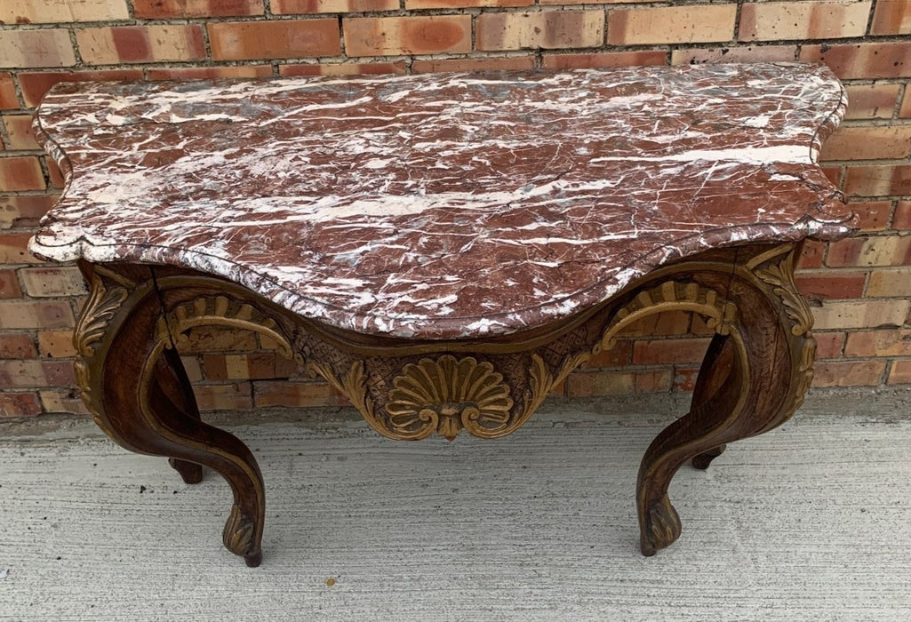 LATE 18TH CENTURY LOUIS XV MARBLE TOP OAK CONSOLE