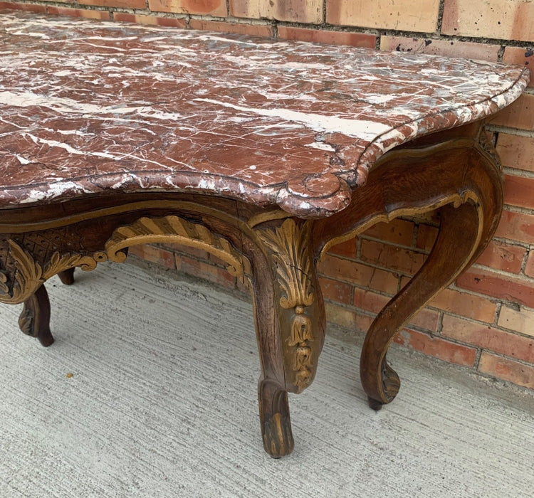 LATE 18TH CENTURY LOUIS XV MARBLE TOP OAK CONSOLE