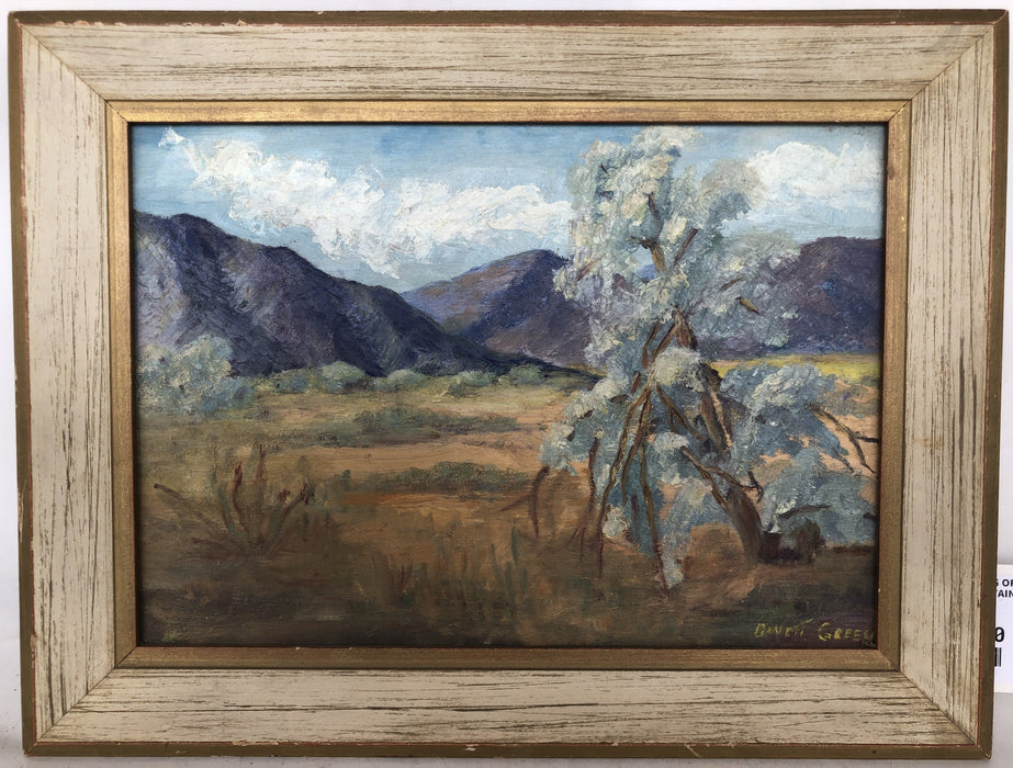 OIL PAINTING OF WESTERN LANDSCAPE WITH MOUNTAIN BY G. GREEN