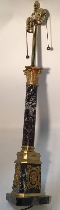 MARBLE AND BRONZE COLUMN LAMP