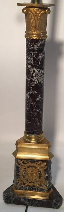 MARBLE AND BRONZE COLUMN LAMP