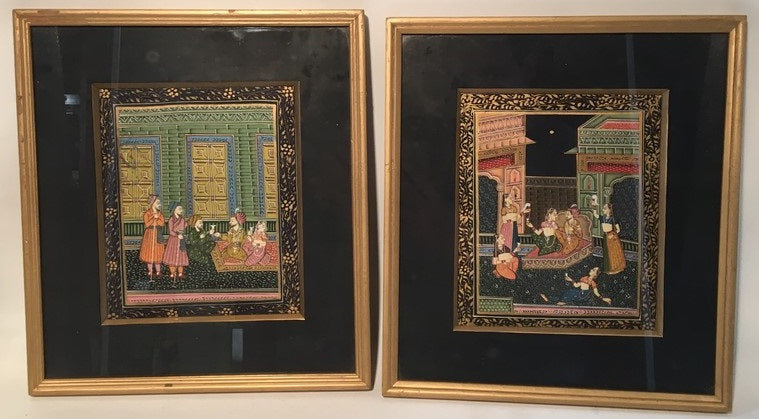 PAIR OF INDIAN PAINTINGS OF PEOPLE ON PAPER