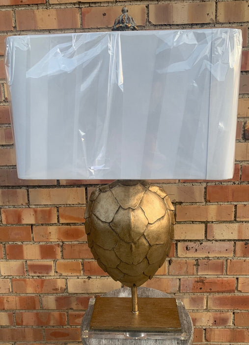 FAUX TURTLE SHELL LAMP WITH SHADE