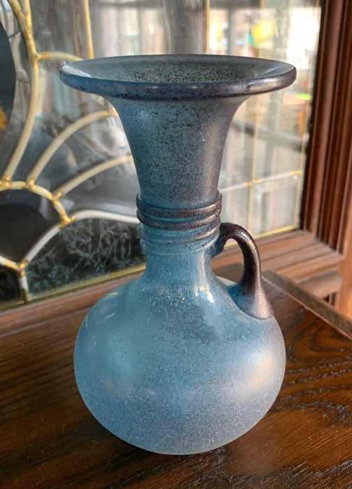 BLUE HAND BLOWN GLASS VASE MADE IN SPAIN