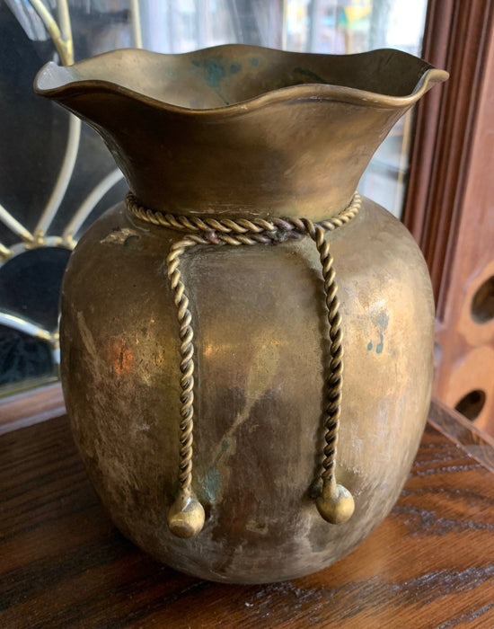 BRASS VASE WITH FAUX CORD
