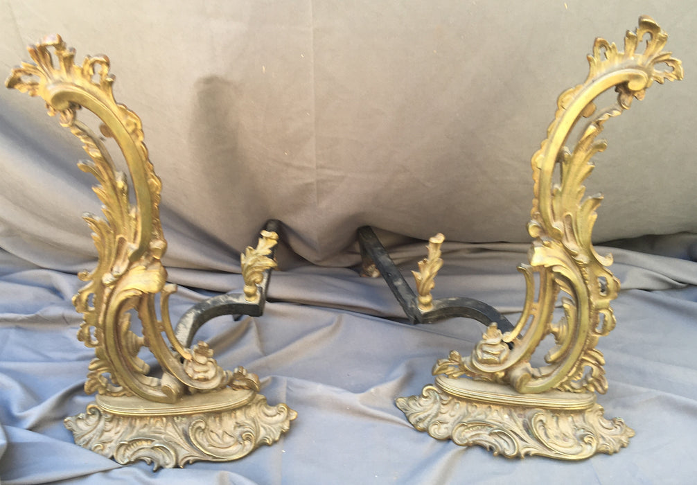 PAIR OF FRENCH ART NOUVEAU CHENETS- ANDIRONS