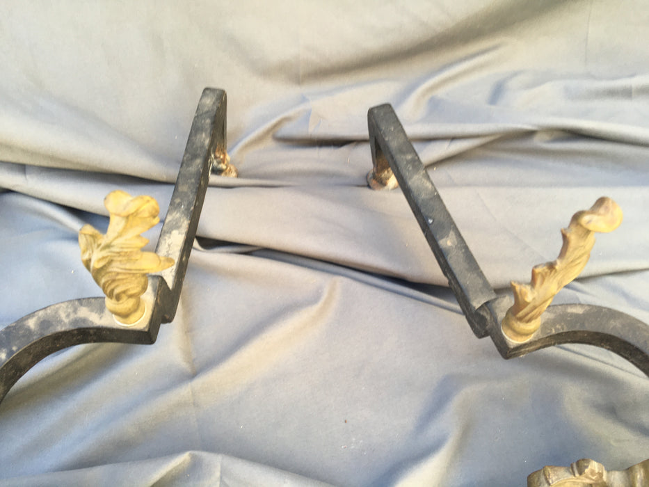 PAIR OF FRENCH ART NOUVEAU CHENETS- ANDIRONS