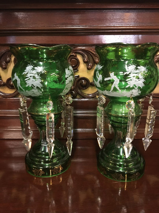 GREEN MARY GREGORY CANDLE LUSTER. 1 only
