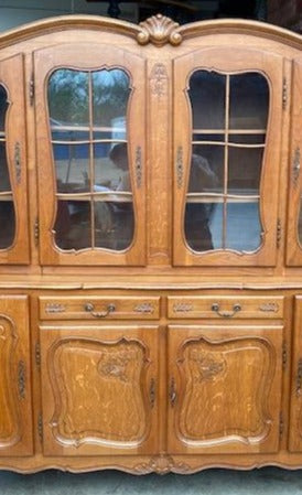 LARGE MID 20TH CENTURY COUNTRY FRENCH STYLE VITRINE CABINET