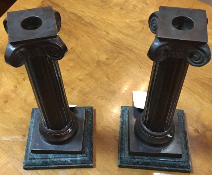 HEAVY COPPER GREEK COLUMN CANDLE STANDS