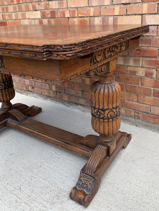 OAK TRESTLE BASE DRAW LEAF TABLE