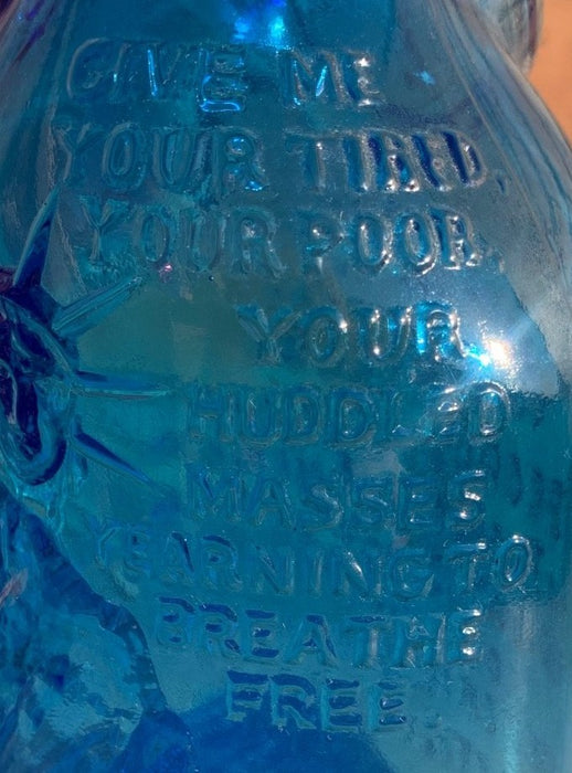 BLUE COMMEMORATIVE STATUE OF LIBERTY RESTORATION VASE