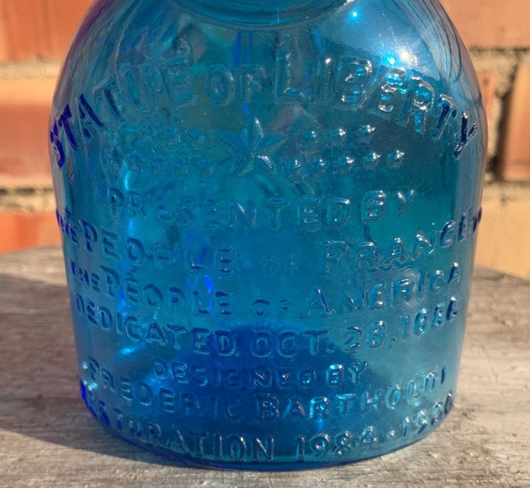 BLUE COMMEMORATIVE STATUE OF LIBERTY RESTORATION VASE