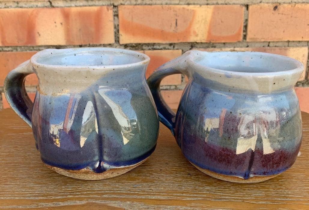 PAIR OF VINTAGE GLAZED POTTERY MUGS