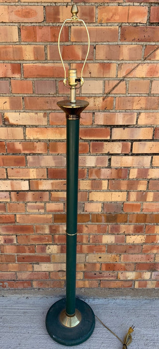 GREEN AND BRASS FLOOR LAMP