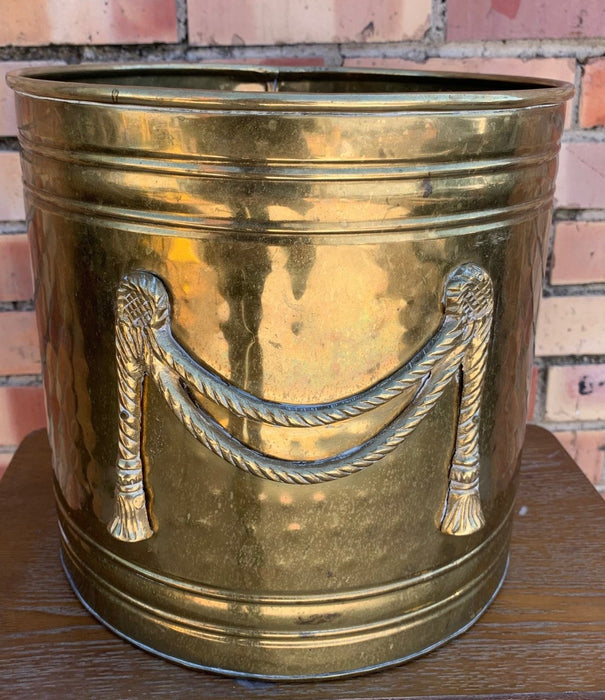 LARGE BRASS PLANTER WITH TASSEL DETAIL