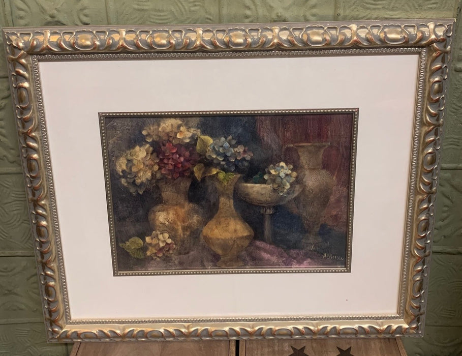 FRAMED FLORAL "COMPOSITION IN BLUE"