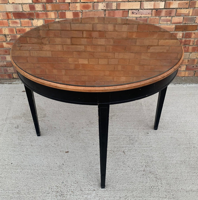 ROUND TAPERED LEG BLACK PAINTED CHERRY DINING TABLE