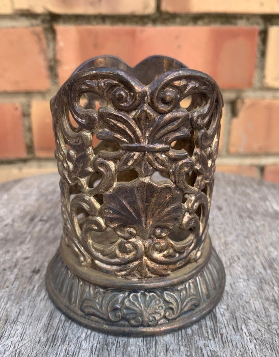 RETICULATED SILVER PLATED VASE HOLDER