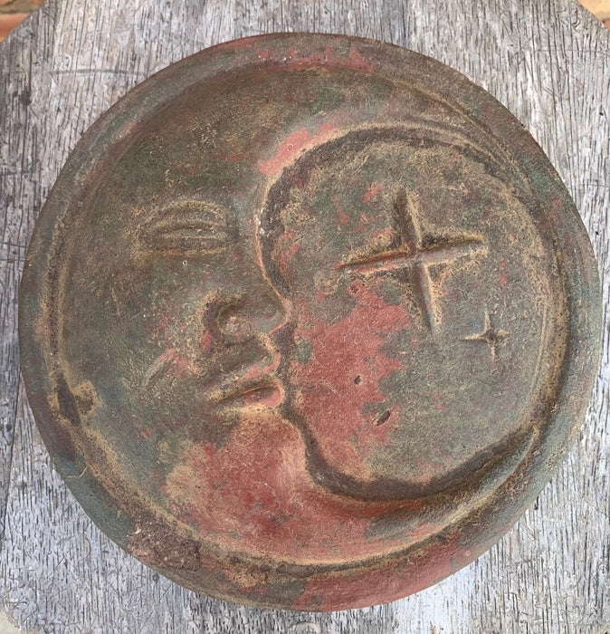 CRESCENT MOON ROUND POTTERY PLAQUE