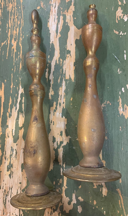 PAIR OF TALL BRASS FINIALS - AS IS