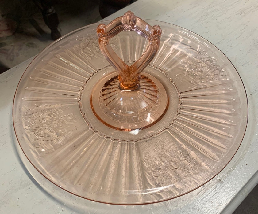 LARGE PINK GLASS CATCH ALL DISH