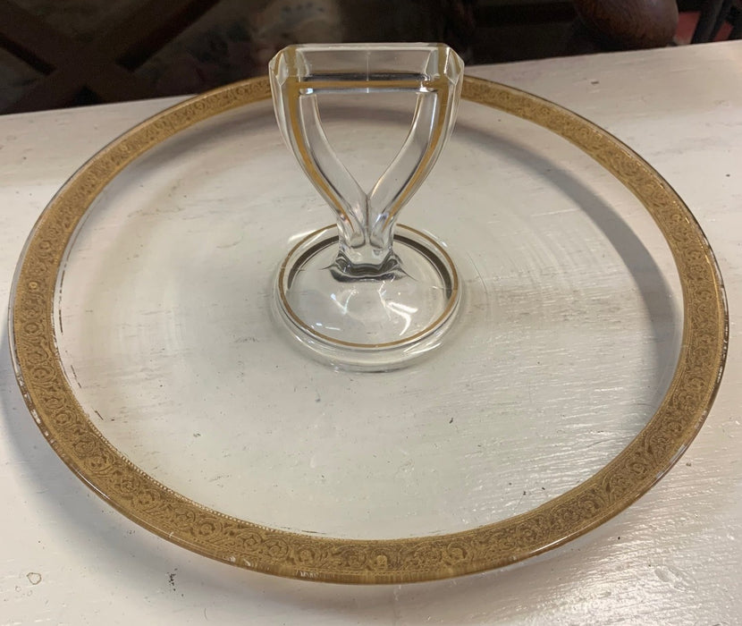 LARGE GLASS WITH GOLD DETAIL CATCH ALL DISH