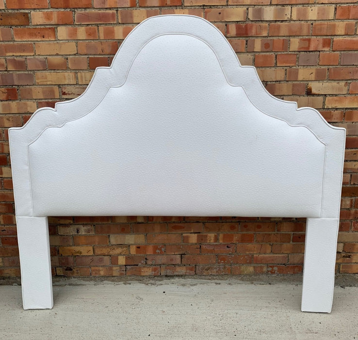 WHITE LEATHER UPHOLSTERED QUEEN SIZE HEADBOARD ONLY