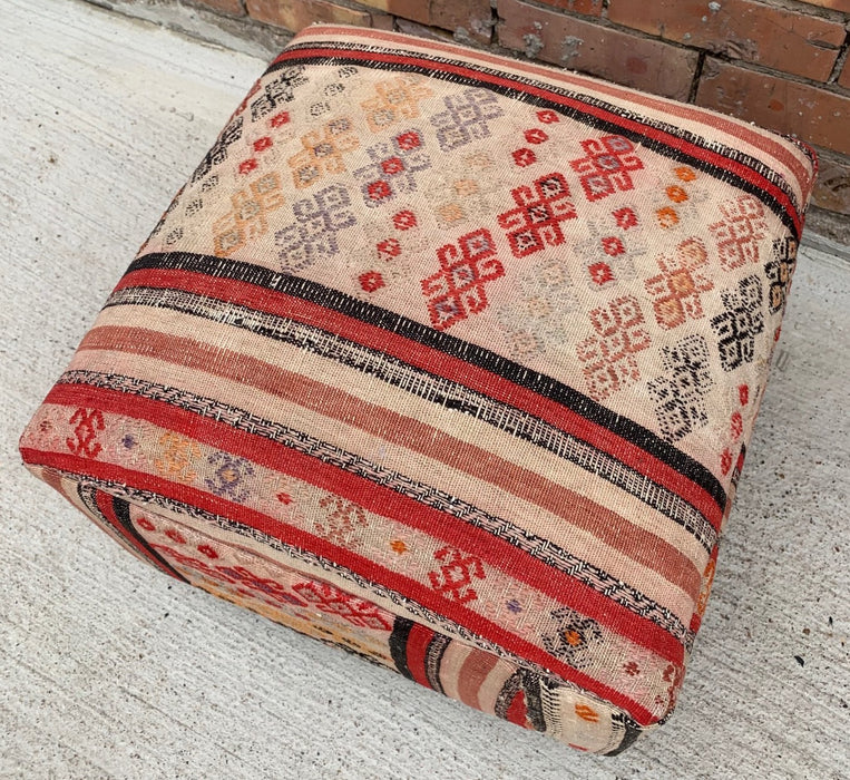 SQUARE WOVEN UPHOLSTERED OTTOMAN