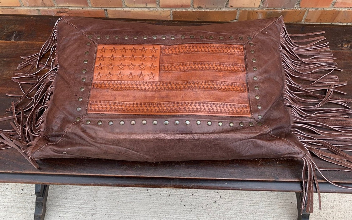 RECTANGULAR LEATHER FLAG PILLOW