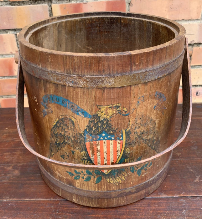 WOOD HANDLED FIRKIN WITH EAGLE