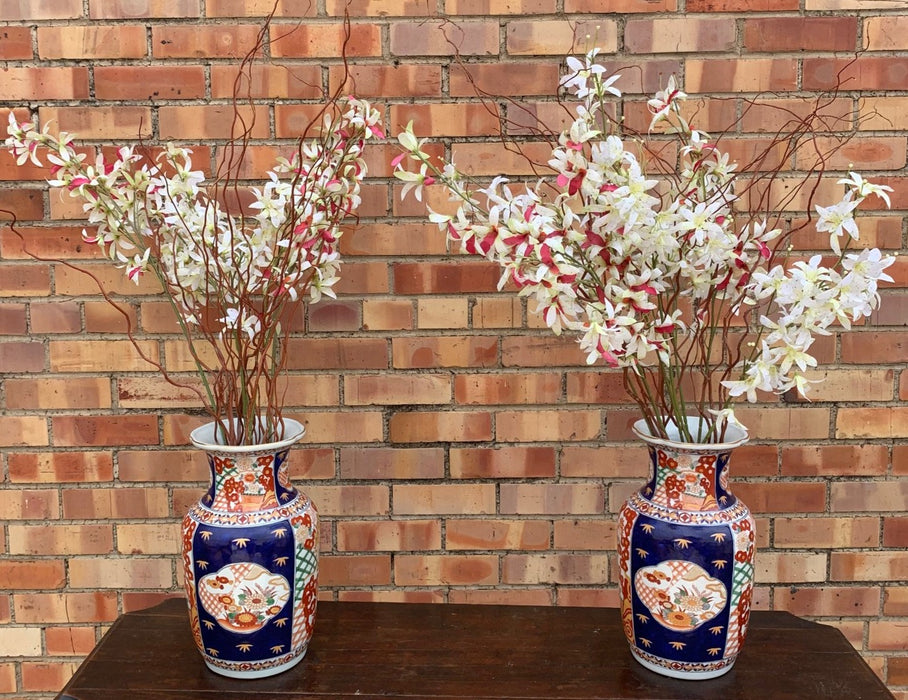 PAIR OF ASIAN FLORAL DECOR VASES