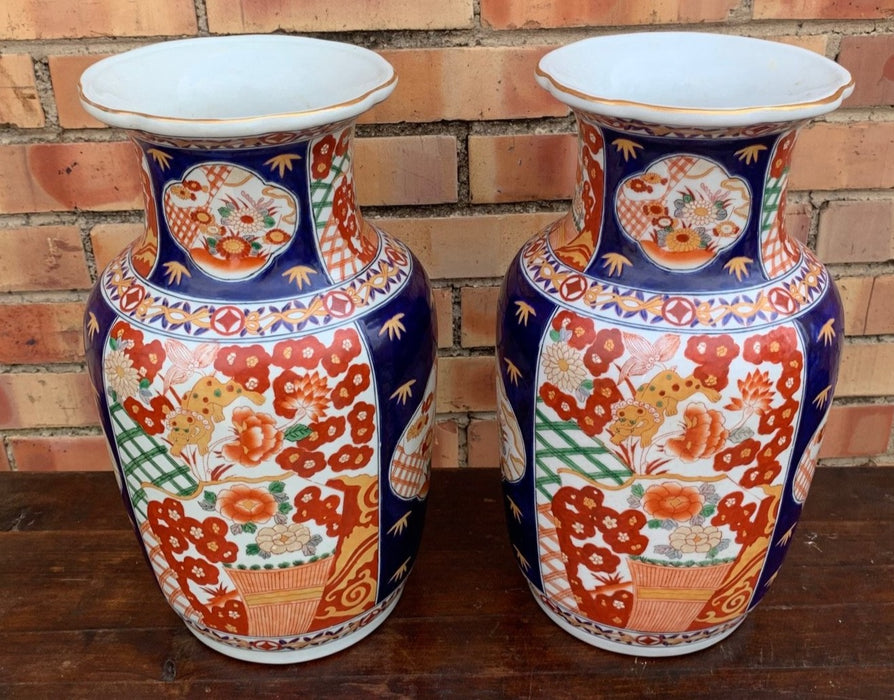 PAIR OF ASIAN FLORAL DECOR VASES