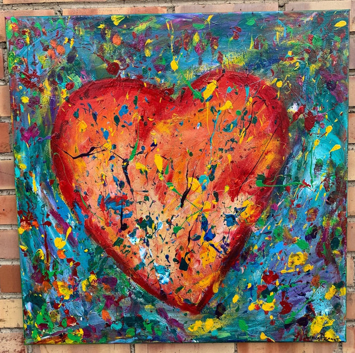 ABSTRACT HEART OIL PAINTING