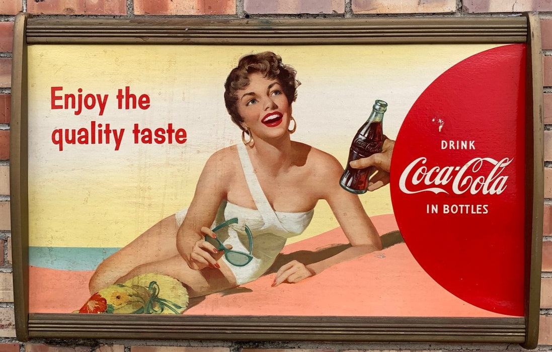 AUTHENTIC RARE VINTAGE DOUBLE SIDED COCA COLA ADVERTISING SIGN