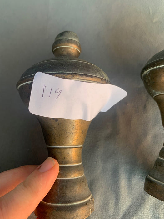 PAIR OF BRASS FINIALS