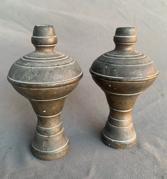 PAIR OF BRASS FINIALS