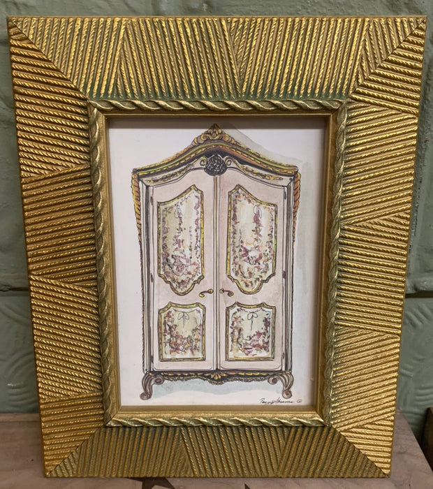 PEGGY ABRAMS ARMOIRE PRINT WITH THICK GOLD FRAME