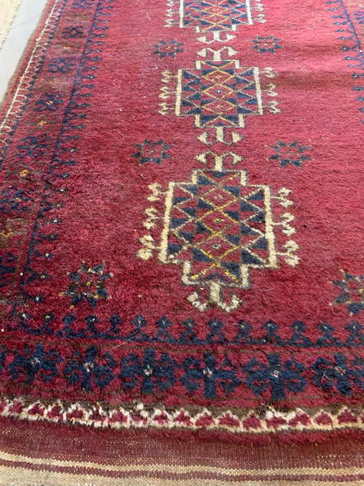 RED GEOMETRIC HAND TIED PERSION RUG 50" X 28.5"