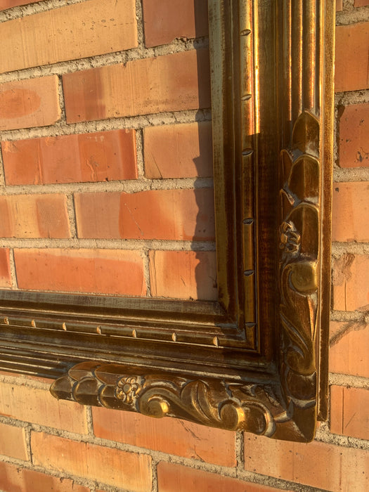 LARGE BRIGHT GOLD WOOD FRAME WITH RAISED CORNERS