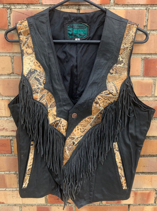 LEATHER COWBOY VEST WITH SNAKESKIN