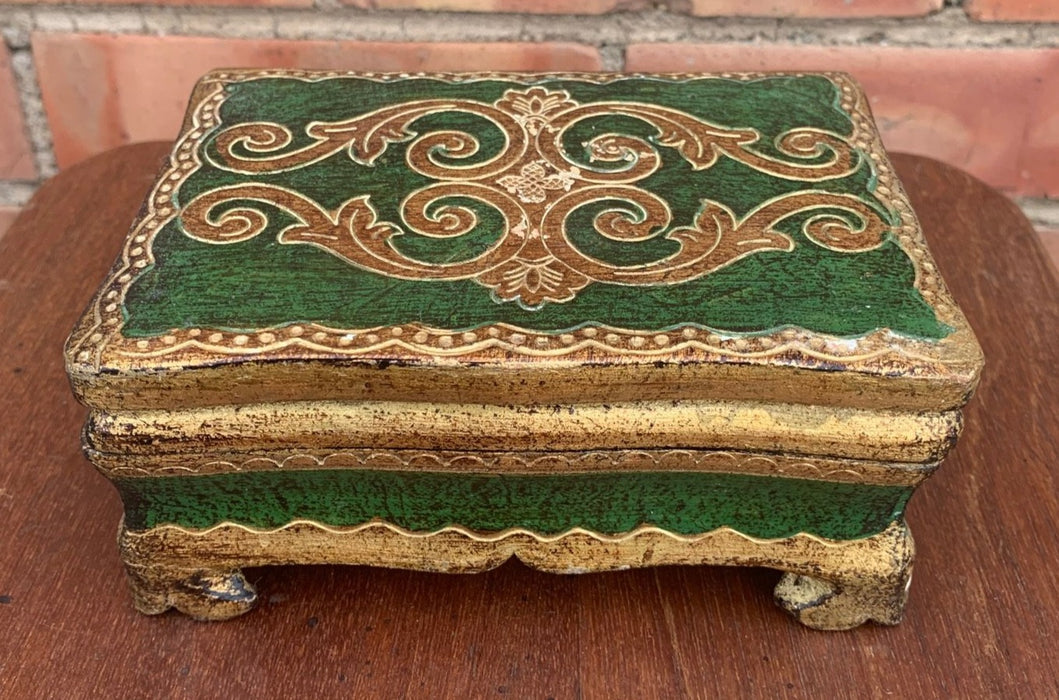 GREEN AND GOLD FLORENTINE BOX