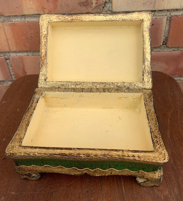 GREEN AND GOLD FLORENTINE BOX