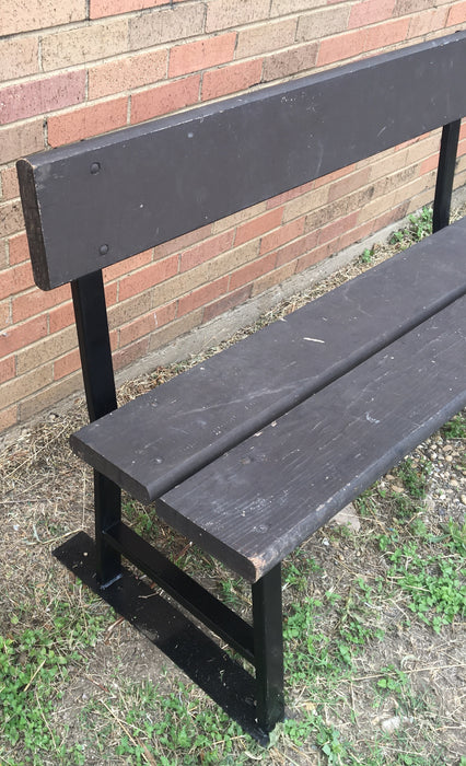 BROWN BENCH WITH BLACK STEEL BASE